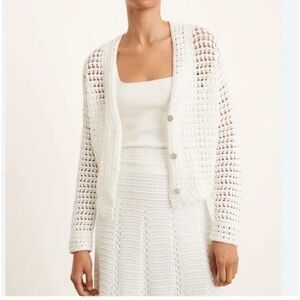 Vince crocheted white cardigan sweater